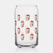 Santa Hat Gepersonaliseerd Gezicht 2 Foto Kerstcad Blikvorm Glas (Achterkant)