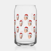 Santa Hat Gepersonaliseerd Gezicht 2 Foto Kerstcad Blikvorm Glas (Links)
