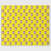 Santa Hat Gepersonaliseerd Gezicht 2 Foto Kerstcad Cadeaupapier (Vlak)