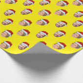 Santa Hat Gepersonaliseerd Gezicht 2 Foto Kerstcad Cadeaupapier (Hoek)