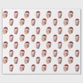 Santa Hat Gepersonaliseerd Gezicht 2 Foto Kerstcad Cadeaupapier (Vlak)