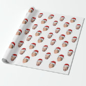 Santa Hat Gepersonaliseerd Gezicht 2 Foto Kerstcad Cadeaupapier (Uitgerold)
