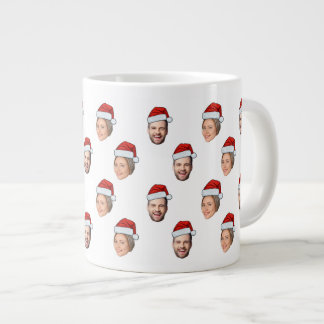 Santa Hat Gepersonaliseerd Gezicht 2 Foto Kerstcad Grote Koffiekop
