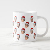 Santa Hat Gepersonaliseerd Gezicht 2 Foto Kerstcad Grote Koffiekop (Rechts)