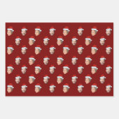 Santa Hat Gepersonaliseerd Gezicht 2 Foto Kerstcad Inpakpapier Vel (Voorkant 3)