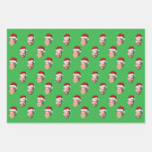 Santa Hat Gepersonaliseerd Gezicht 2 Foto Kerstcad Inpakpapier Vel (Voorkant 2)
