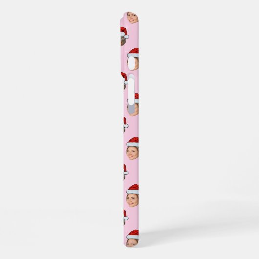 Santa Hat Gepersonaliseerd Gezicht 2 Foto Kerstcad iPhone Hoesje (Linkerkant)