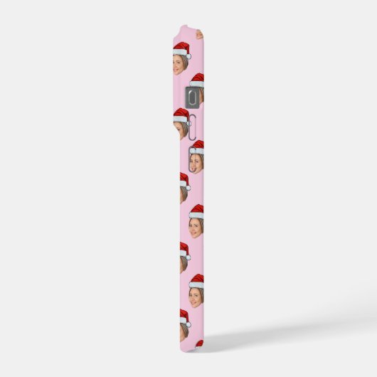 Santa Hat Gepersonaliseerd Gezicht 2 Foto Kerstcad iPhone Hoesje (Linkerkant)