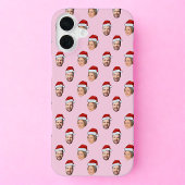 Santa Hat Gepersonaliseerd Gezicht 2 Foto Kerstcad iPhone Hoesje