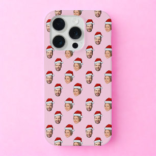 Santa Hat Gepersonaliseerd Gezicht 2 Foto Kerstcad iPhone 15 Pro Case
