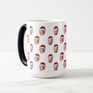 Santa Hat Gepersonaliseerd Gezicht 2 Foto Kerstcad Magische Mok