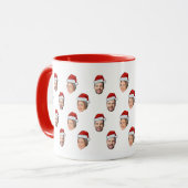 Santa Hat Gepersonaliseerd Gezicht 2 Foto Kerstcad Mok (Voorkant links)