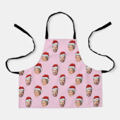 Santa Hat Gepersonaliseerd Gezicht 2 Foto Kerstcad Schort (Voorkant)