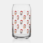 Santa Hat Gepersonaliseerd Gezicht 3 Foto Kerstcad Blikvorm Glas (Voorkant)