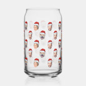 Santa Hat Gepersonaliseerd Gezicht 3 Foto Kerstcad Blikvorm Glas (Achterkant)