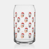 Santa Hat Gepersonaliseerd Gezicht 3 Foto Kerstcad Blikvorm Glas (Links)