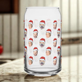 Santa Hat Gepersonaliseerd Gezicht 3 Foto Kerstcad Blikvorm Glas