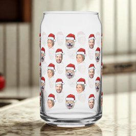 Santa Hat Gepersonaliseerd Gezicht 3 Foto Kerstcad Blikvorm Glas