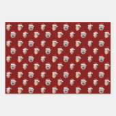 Santa Hat Gepersonaliseerd Gezicht 3 Foto Kerstcad Inpakpapier Vel (Voorkant)