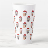 Santa Hat Gepersonaliseerd Gezicht 3 Foto Kerstcad Latte Mok (Voorkant)