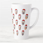 Santa Hat Gepersonaliseerd Gezicht 3 Foto Kerstcad Latte Mok (Rechts)
