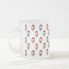 Santa Hat Gepersonaliseerd Gezicht 3 Foto Kerstcad Matglas Koffiemok