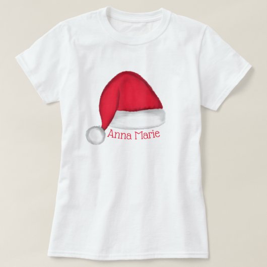 Santa Hat Gepersonaliseerd T Shirt (Design voorkant)