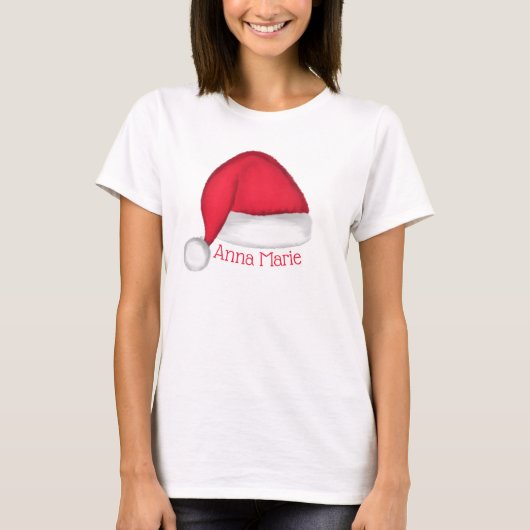 Santa Hat Gepersonaliseerd T Shirt (Voorkant)