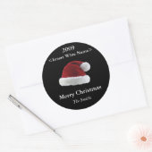 Santa Hat Gepersonaliseerd Wijnlabel Ronde Sticker (Envelop)