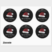 Santa Hat Gepersonaliseerd Wijnlabel Ronde Sticker (Vel)