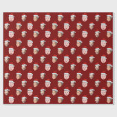 Santa Hat Gezicht Gift, Custom Face 3 Foto Kerstmi Cadeaupapier (Vlak)