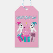Santa Hat Ghosts met kerstboom en Cadeaus Cadeaulabel (Voorkant)
