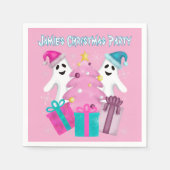 Santa Hat Ghosts met kerstboom en Cadeaus Servet (Voorkant)