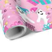 Santa Hat Ghosts with Christmas Tree & Presents Cadeaupapier (Rol Hoek)