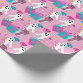 Santa Hat Ghosts with Christmas Tree & Presents Cadeaupapier (Hoek)