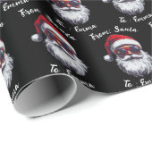 Santa Hat Gift Wrap, Custom Name Kids Boy Girls Cadeaupapier (Rol Hoek)