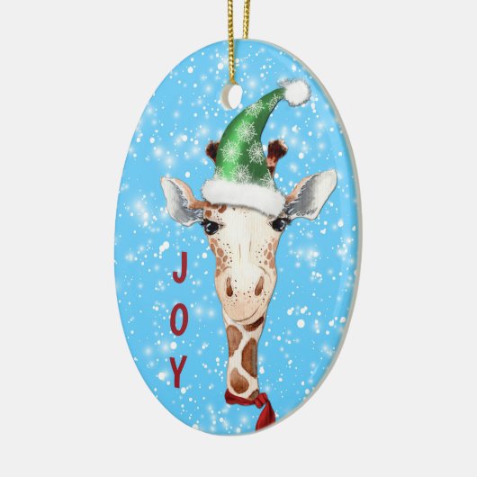 Santa Hat Giraffe Snowflake Background Kinder Keramisch Ornament (Links)