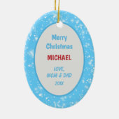 Santa Hat Giraffe Snowflake Background Kinder Keramisch Ornament (Achterkant)