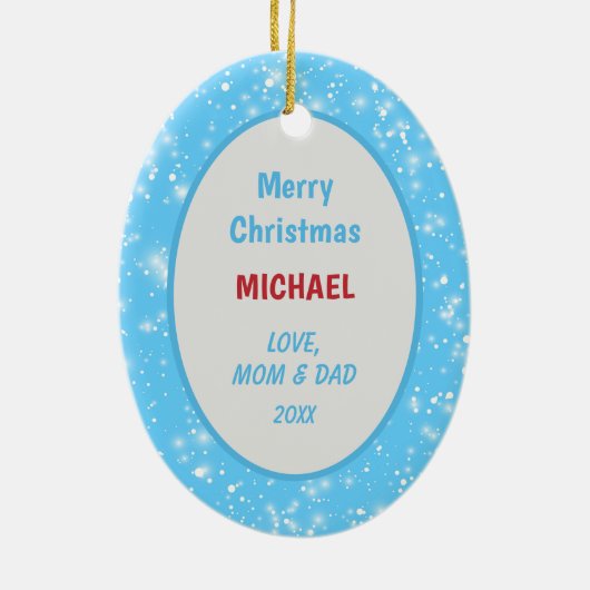 Santa Hat Giraffe Snowflake Background Kinder Keramisch Ornament (Achterkant)