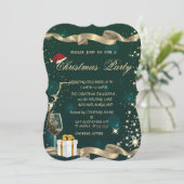 Santa Hat, Glass, Cadeau Groene Kerstmis Kaart (Staand voorkant)