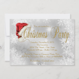 Santa Hat Gold Snowflake kerstfeest Kaart