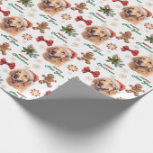 Santa Hat Golden Retriever Dog Christmas Cadeaupapier (Hoek)