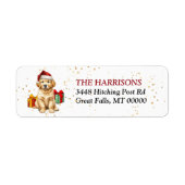 Santa Hat Golden Retriever Puppy Gifts Etiket (Voorkant)