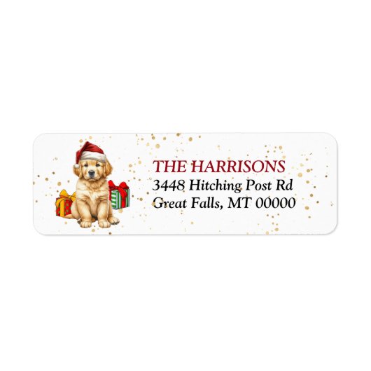 Santa Hat Golden Retriever Puppy Gifts Etiket (Voorkant)