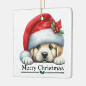 Santa Hat Golden Retriever Puppy Merry Christmas Keramisch Ornament (Links)
