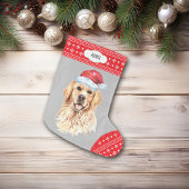 Santa Hat Golden Retriever Snowflake Border Grote Kerstsok