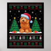 Santa Hat Goldendoodle Dog Xmas Tree Lights Ugly S Poster (Voorkant)