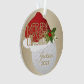 Santa Hat Golf 🏌️ ♂️ Ball | DIY-naam Ornament (voorkant)