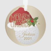 Santa Hat Golf 🏌️ ‍ ♂️ Ball | DIY-naam Ornament (achterkant)