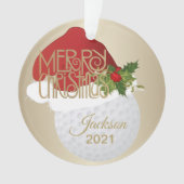 Santa Hat Golf 🏌️ ♂️ Ball | DIY-naam Ornament (voorkant)